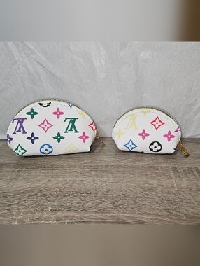 🌼SALE🌼Designer INSPIRED Multicolor Monogram Cosmetic Pouche Set- NWOT